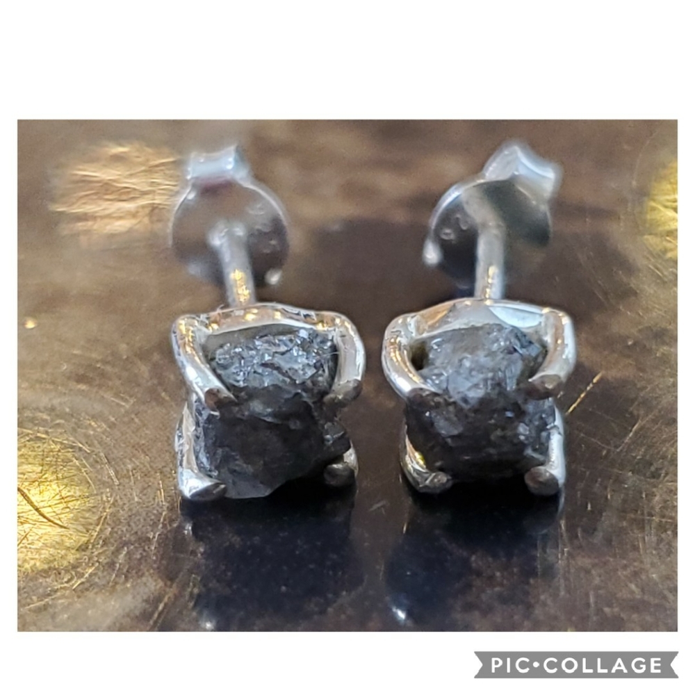 Genuine, Natural Diamond Rough Earrings